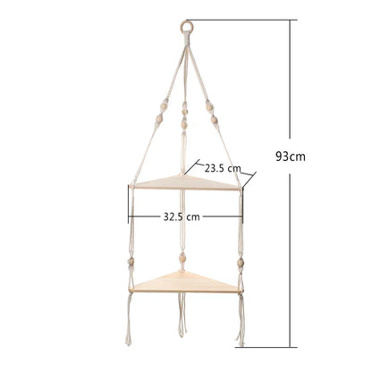 DecorBites™ Macrame Wall Hanging Corner Shelf for Boho Decor
