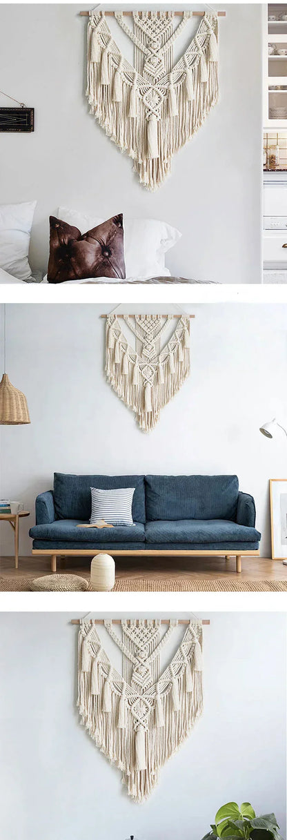 DecorBites™ Macrame Woven Wall Hanging Boho Home Chic Bohemian Geometric Art Decor Beautiful Apartment Dorm Room Decoration Tapestry