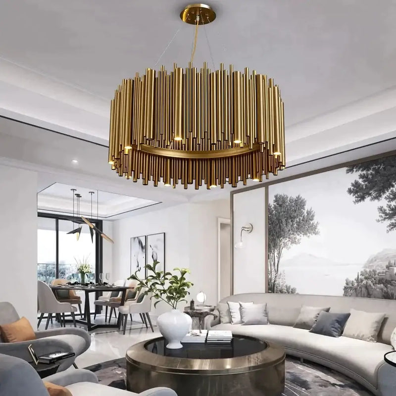 DecorBites™ Maddison - Luxury Modern Round Gold Chandelier For Living Room