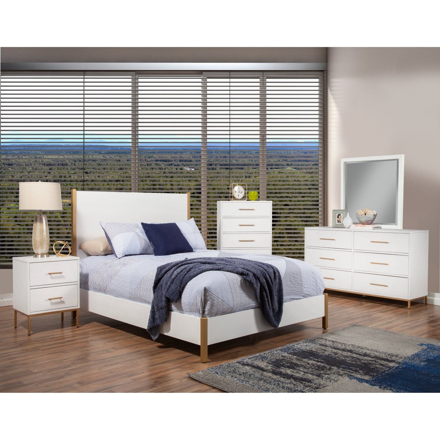 Madelyn Upholstered Panel Bed, Neutral White