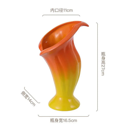 Magenta gradient calla lily ceramic vase living room decor