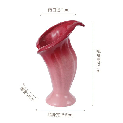 Magenta gradient calla lily ceramic vase living room decor