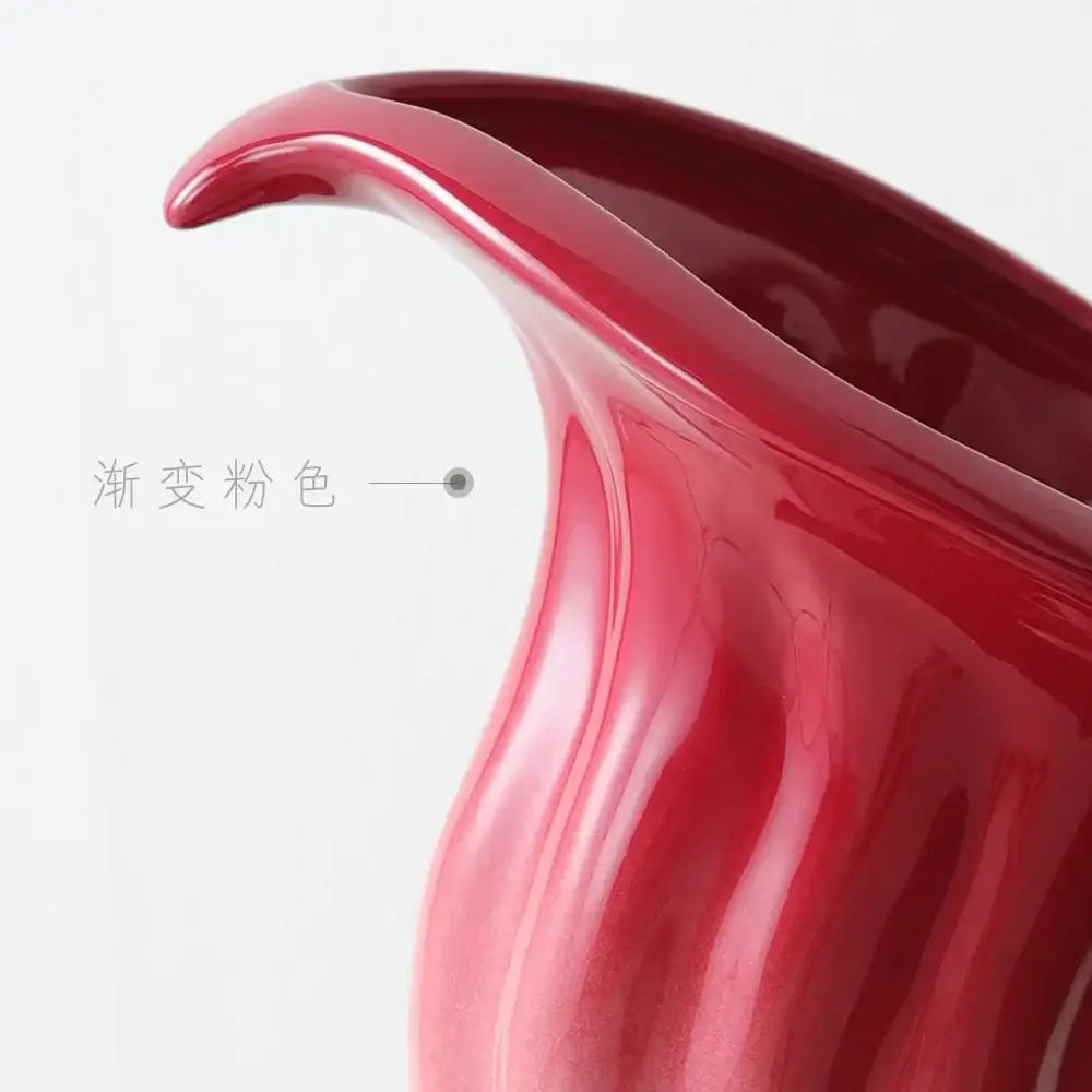 Magenta gradient calla lily ceramic vase living room decor