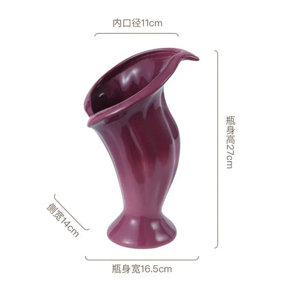 Magenta gradient calla lily ceramic vase living room decor