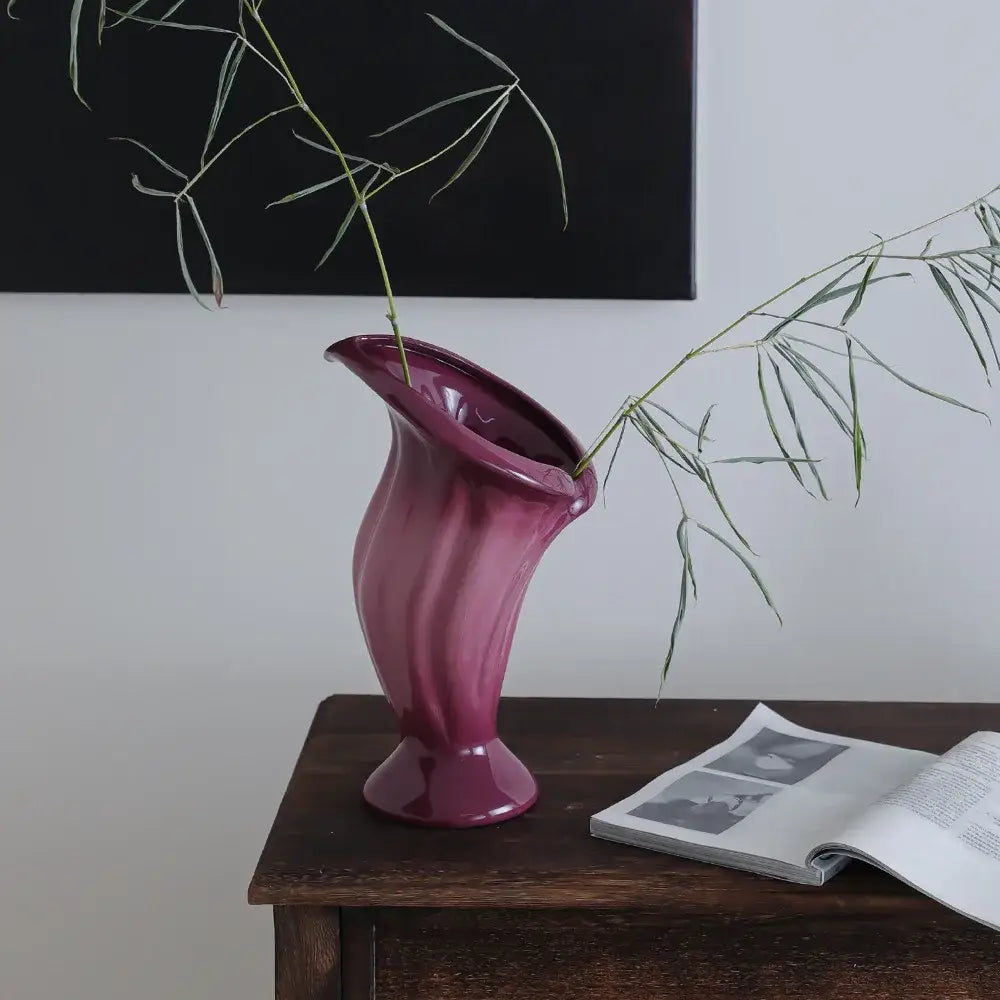 Magenta gradient calla lily ceramic vase living room decor