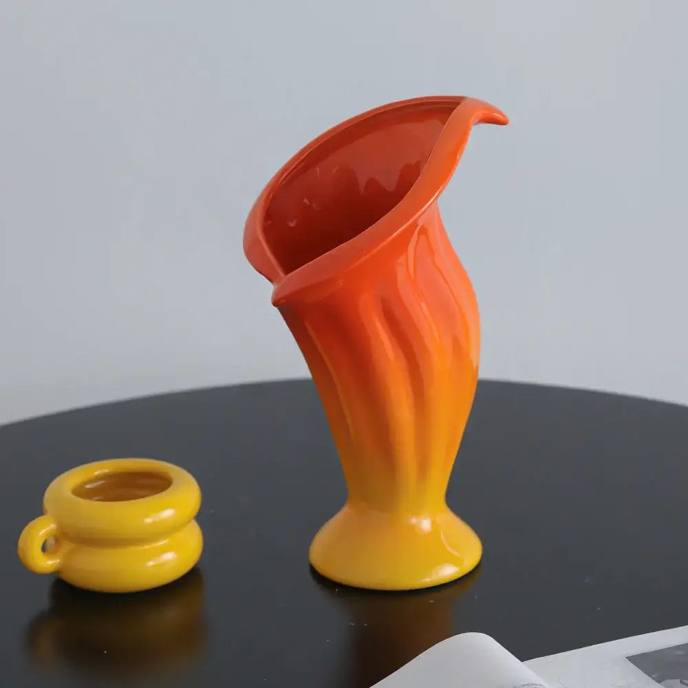 Magenta gradient calla lily ceramic vase living room decor