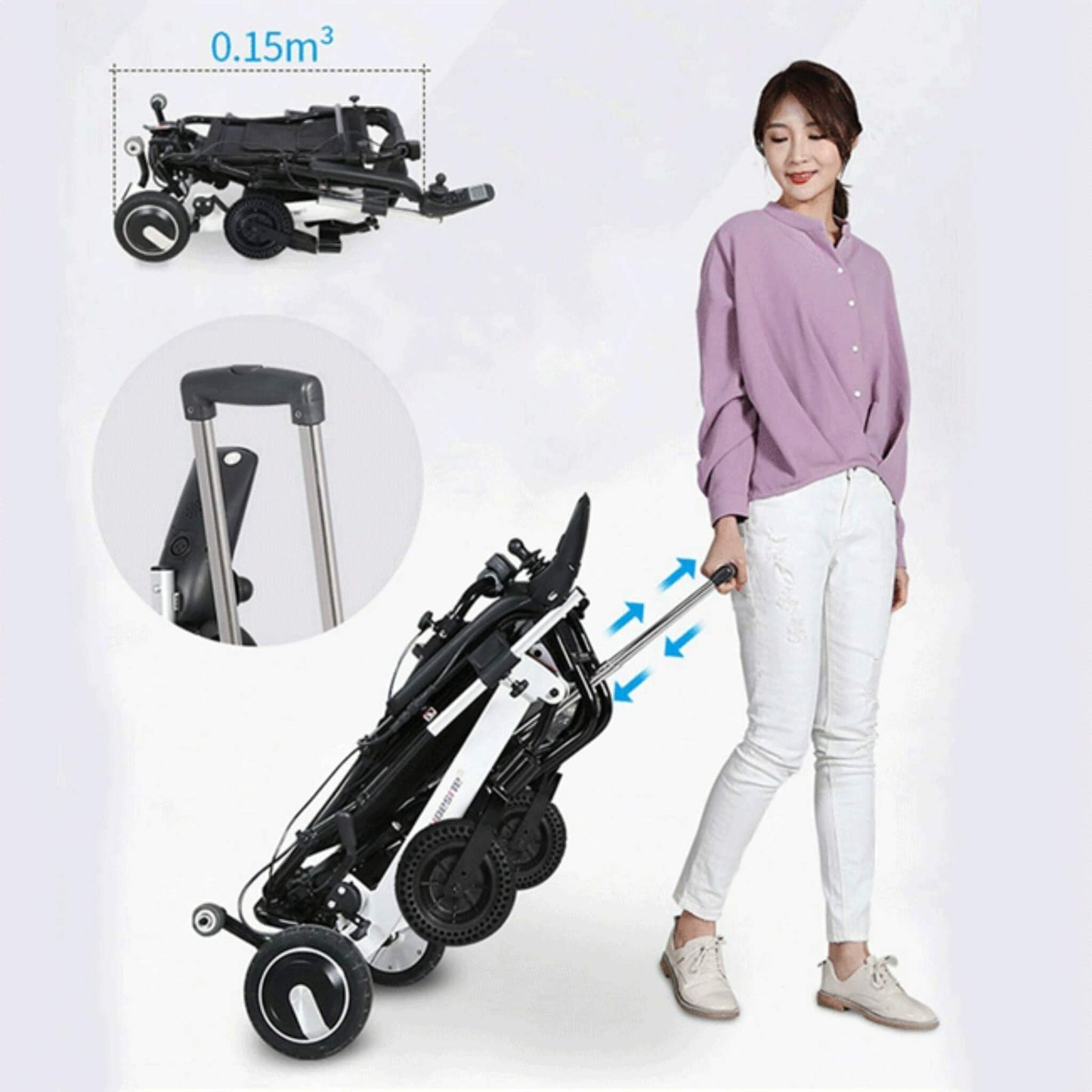 Maidesite 17.5-Inch Wide Seat Lightweight Electric Folding Wheelchair, 500W (SAK33689)
