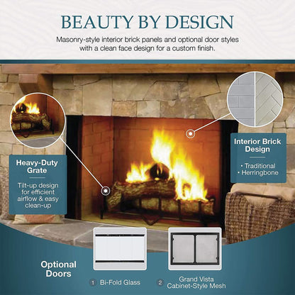 Majestic Biltmore 36-Inch Herringbone Pattern Open Wood-Burning Fireplace [SB60HB] (SAK62147)