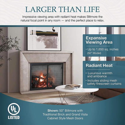 Majestic Biltmore 36-Inch Herringbone Pattern Open Wood-Burning Fireplace [SB60HB] (SAK62147)