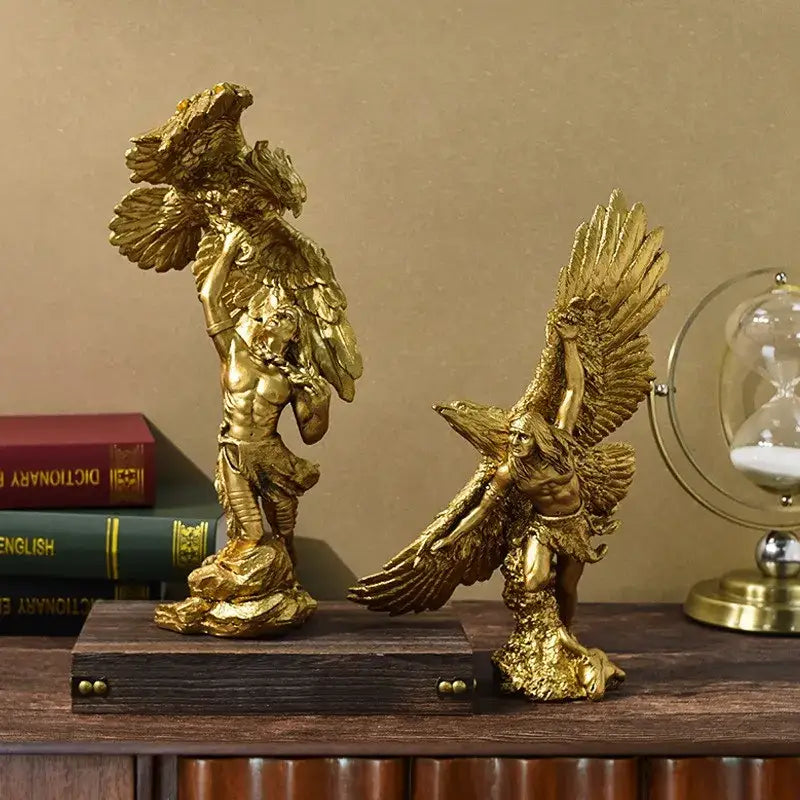 Majestic gold resin eagle sculpture living room decor