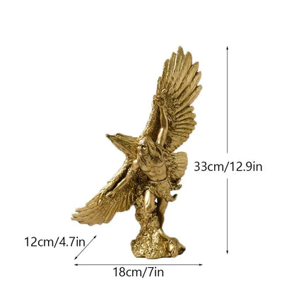 Majestic gold resin eagle sculpture living room decor