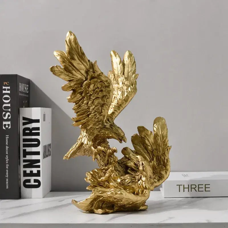 Majestic gold resin eagle sculpture living room decor