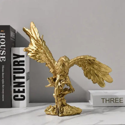Majestic gold resin eagle sculpture living room decor