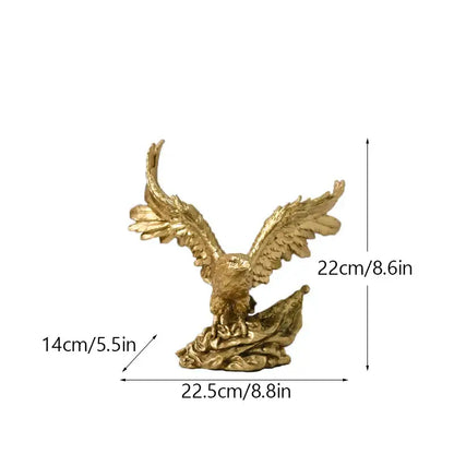 Majestic gold resin eagle sculpture living room decor