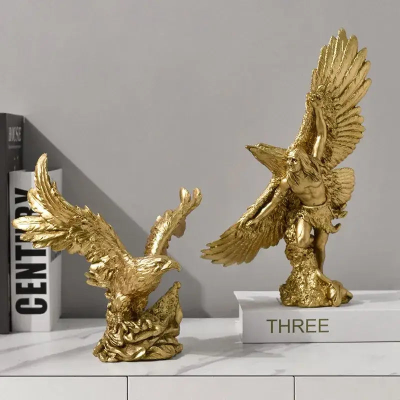Majestic gold resin eagle sculpture living room decor