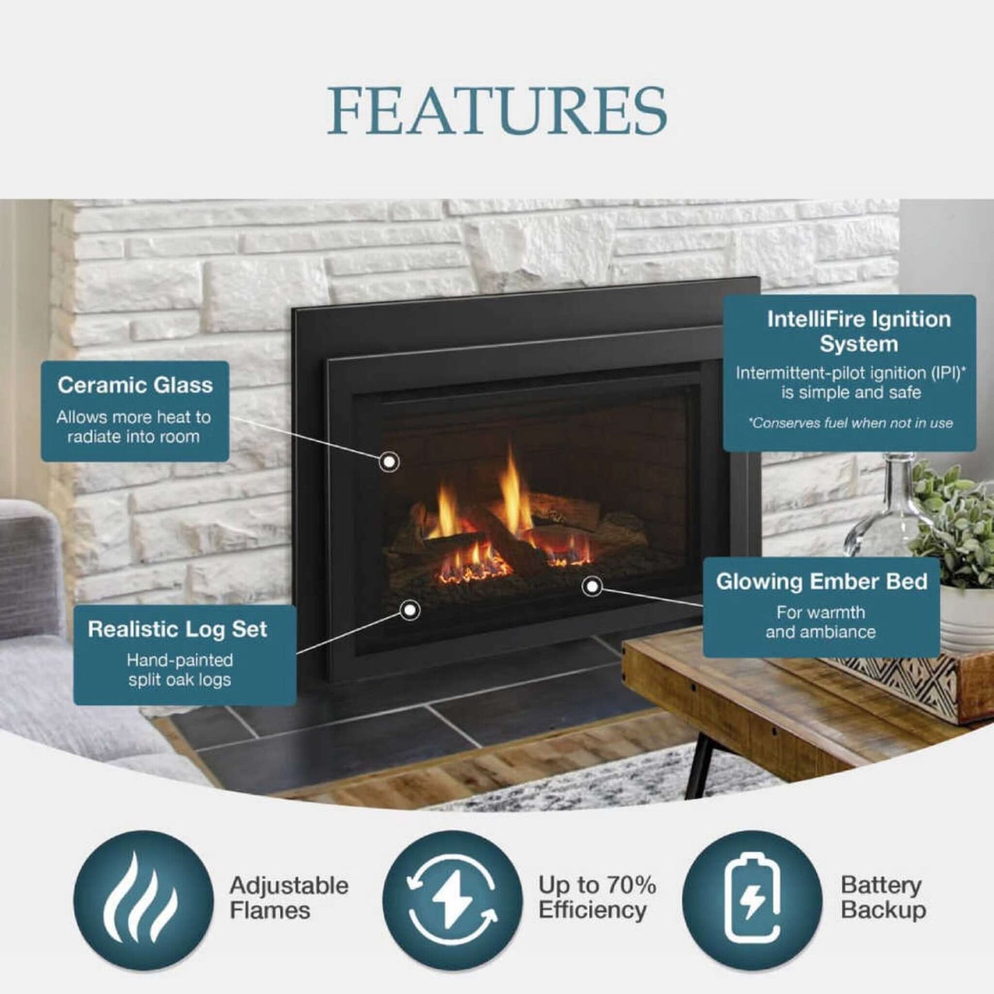 Majestic Jasper 30" Direct Vent Natural Gas Insert [JASPER30IN] (SAK21396)