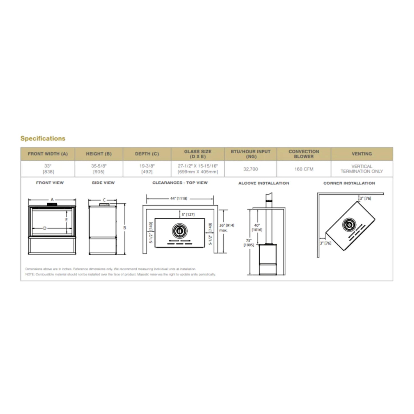 Majestic Ruby 30" Direct Vent Natural Gas Insert With Intellifire Touch Ignition [RUBY30IN] (SAK52891)