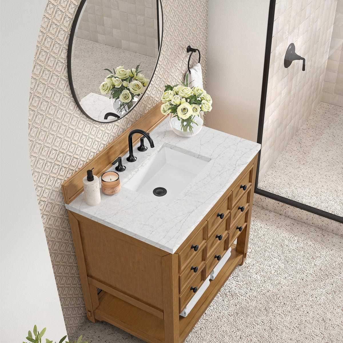 James Martin Malibu 36" Single Bathroom Vanity, Amber Birch