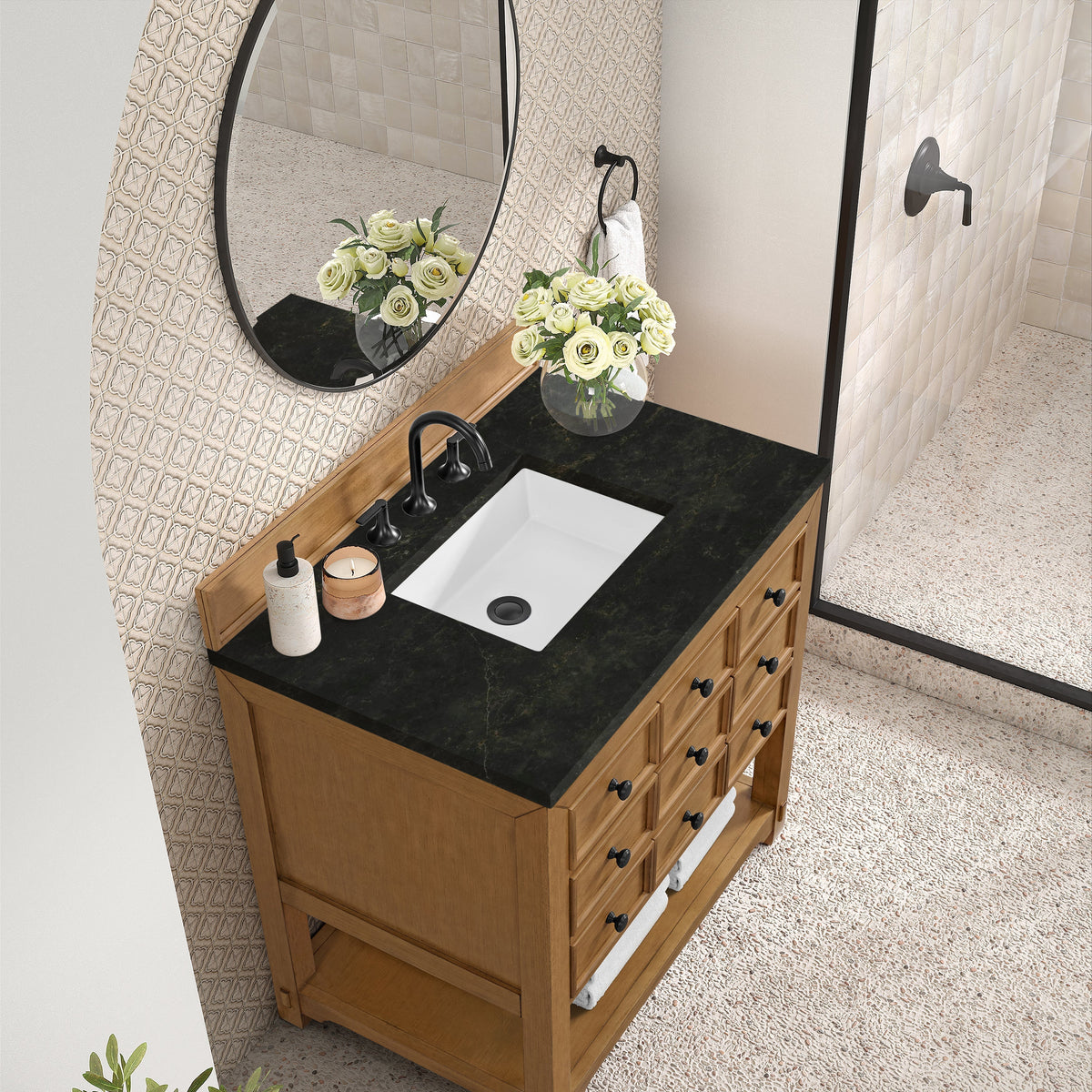 James Martin Malibu 36" Single Bathroom Vanity, Amber Birch