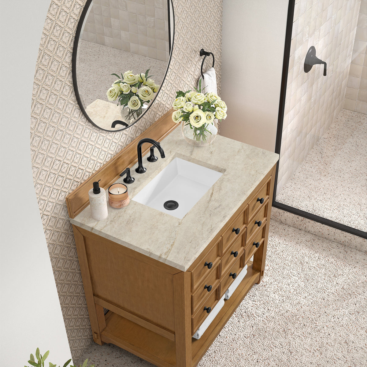 James Martin Malibu 36" Single Bathroom Vanity, Amber Birch