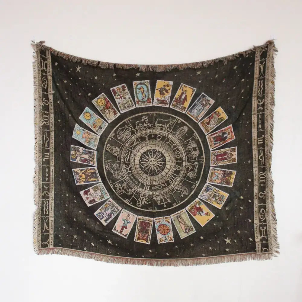 Mandala black geo tassel picnic mat and sofa cover living room blanket