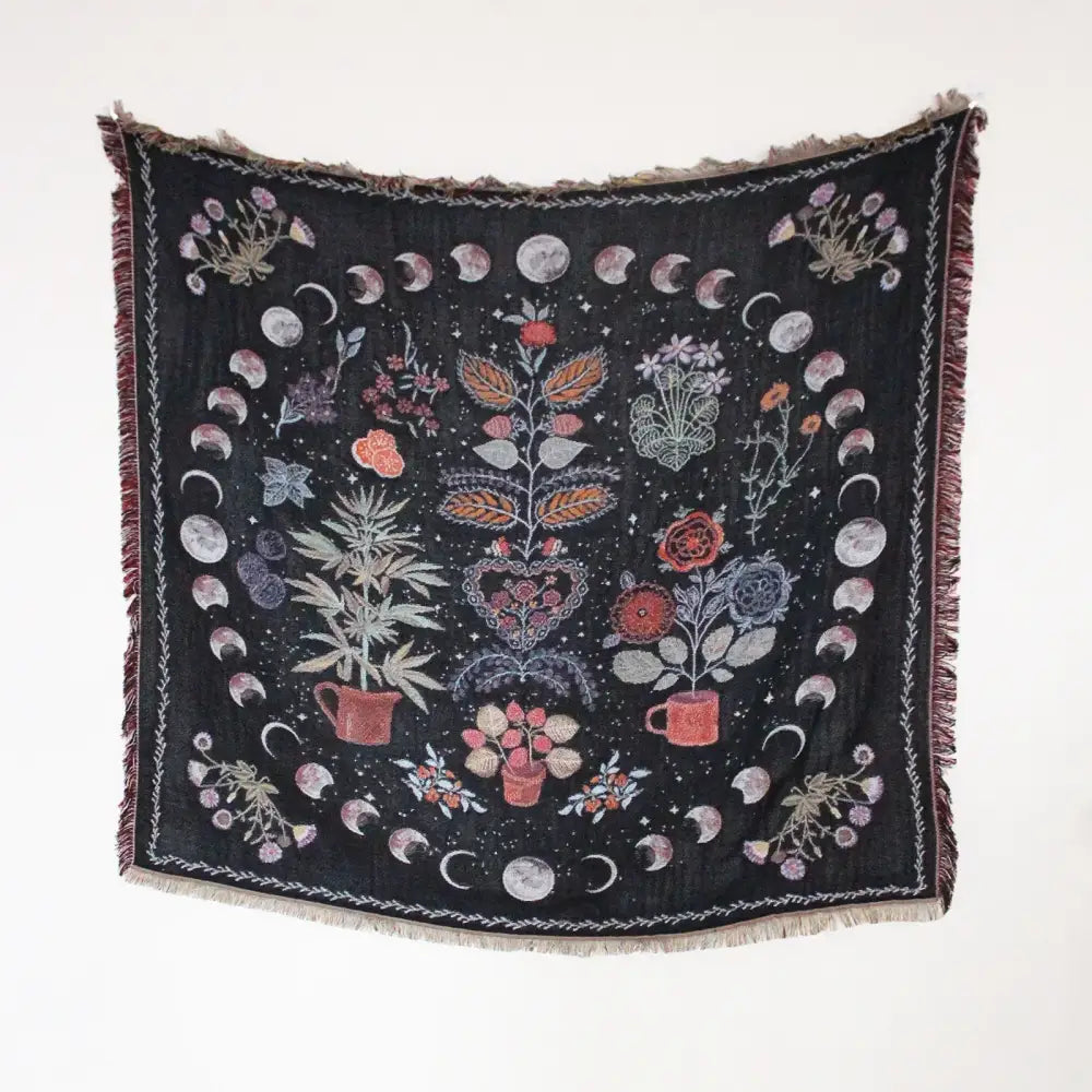Mandala black geo tassel picnic mat and sofa cover living room blanket