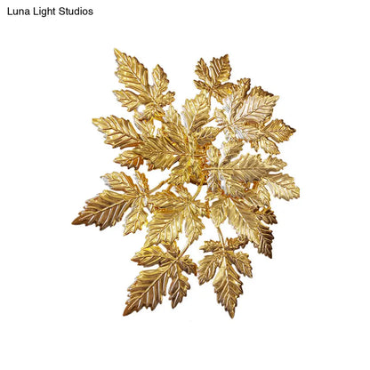 DecorBites™ Maple Leaf Wall Mount Metal 6-Light Gold LED Sconce - Contemporary Design