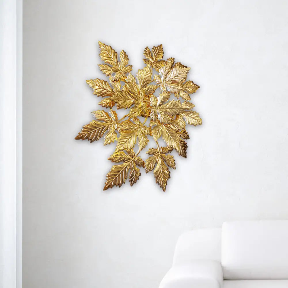 DecorBites™ Maple Leaf Wall Mount Metal 6-Light Gold LED Sconce - Contemporary Design