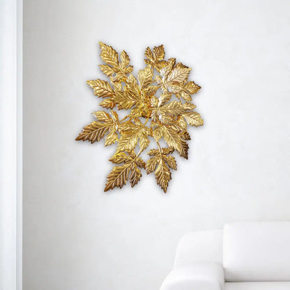 DecorBites™ Maple Leaf Wall Mount Metal 6-Light Gold LED Sconce - Contemporary Design
