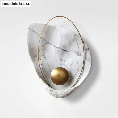 DecorBites™ Marble Teardrop Sconce Lamp: Designer 1-Light Flush Mount Wall Light in Black/White for Living Room