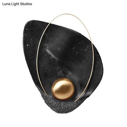 DecorBites™ Marble Teardrop Sconce Lamp: Designer 1-Light Flush Mount Wall Light in Black/White for Living Room