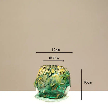 Marbled green and black glass vase – living room desktop bowl