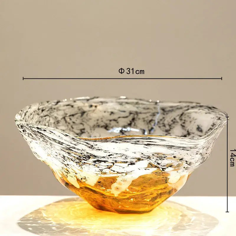 Marbled green and black glass vase – living room desktop bowl