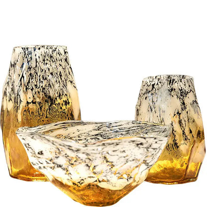 Marbled green and black glass vase – living room desktop bowl