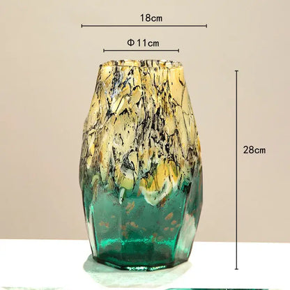 Marbled green and black glass vase – living room desktop bowl