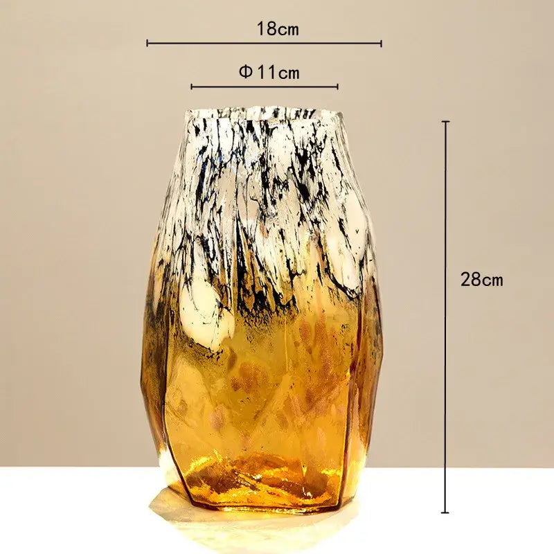 Marbled green and black glass vase – living room desktop bowl