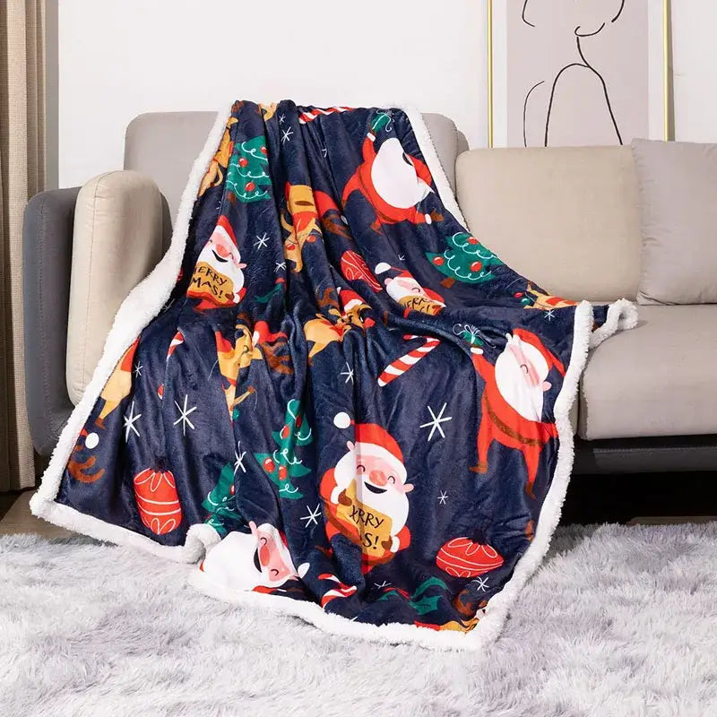 Maroon christmas decorbites cozy flannel blanket for living room sofa