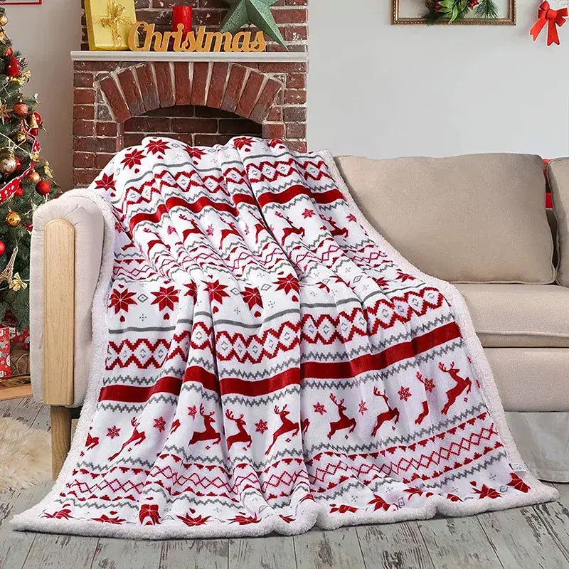 Maroon christmas decorbites cozy flannel blanket for living room sofa