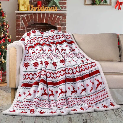 Maroon christmas decorbites cozy flannel blanket for living room sofa