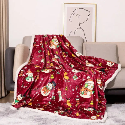 Maroon christmas decorbites cozy flannel blanket for living room sofa
