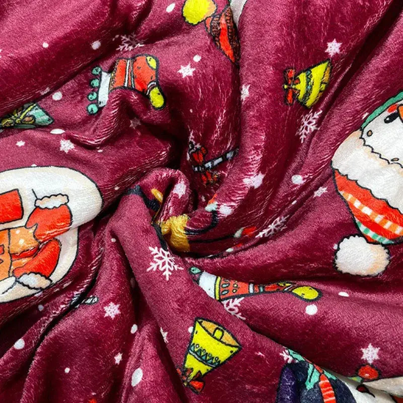 Maroon christmas decorbites cozy flannel blanket for living room sofa