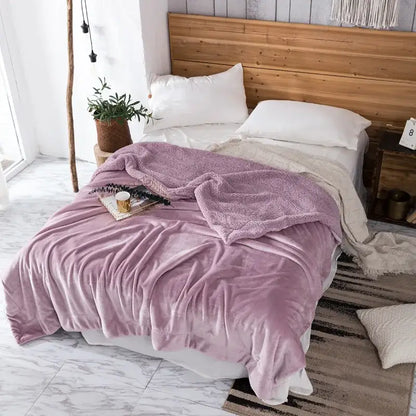 Maroon & white cozy plush blanket bedroom sherpa throw