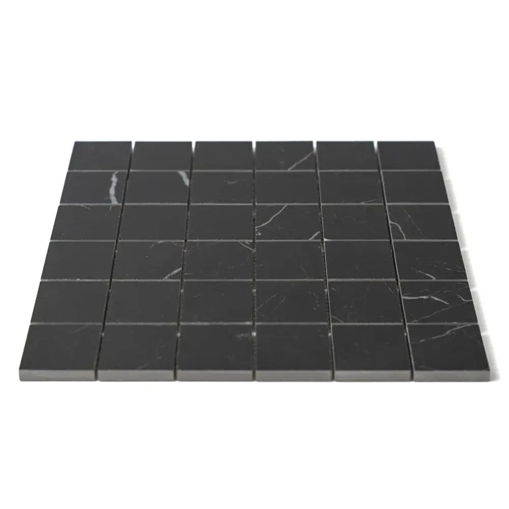 Marquina Nero Lux Glossy Straight Joint 2x2 Porcelain Mosaics 12x12