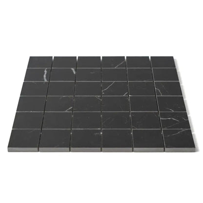 Marquina Nero Lux Glossy Straight Joint 2x2 Porcelain Mosaics 12x12