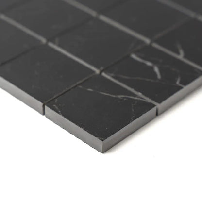 Marquina Nero Lux Glossy Straight Joint 2x2 Porcelain Mosaics 12x12