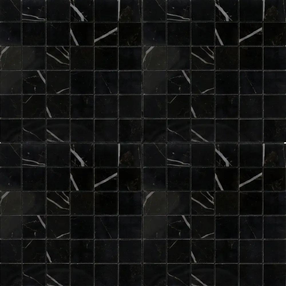 Marquina Nero Polished 2x2 Porcelain Mosaics 12x12