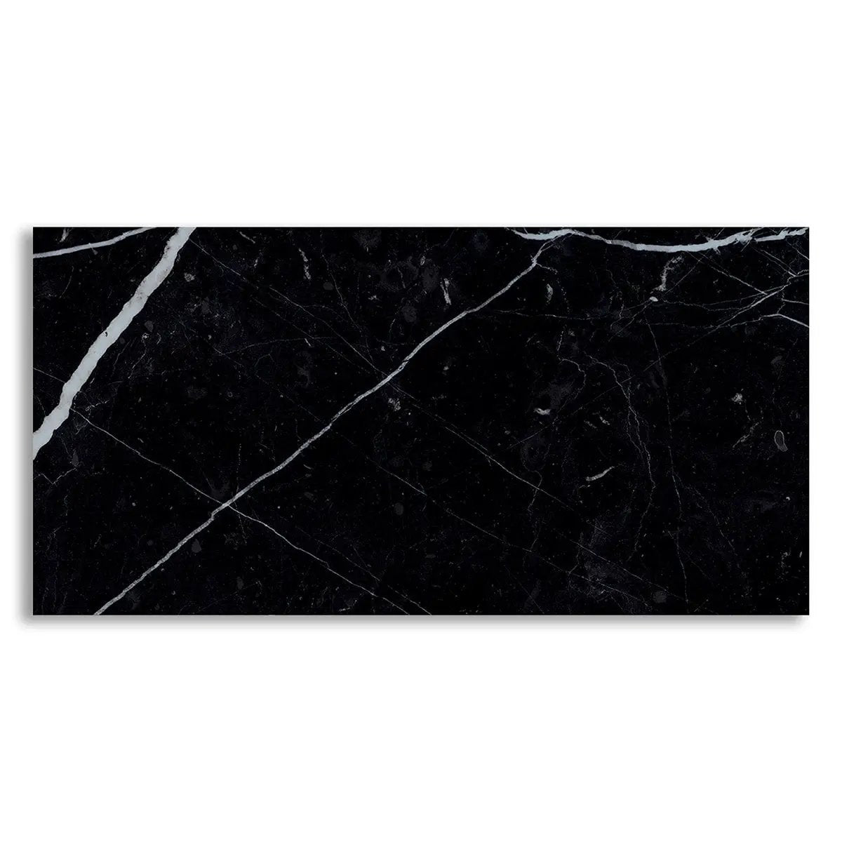 Marquina Nero Polished Marble Look Porcelain Tiles 12x24