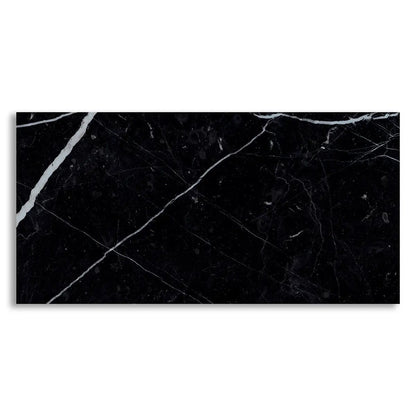 Marquina Nero Polished Marble Look Porcelain Tiles 12x24