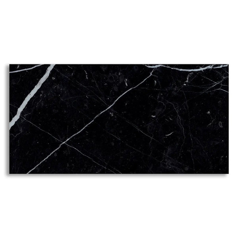 Marquina Nero Polished Marble Look Porcelain Tiles 12x24