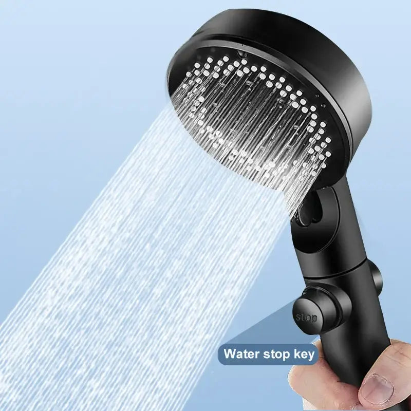 Matte black 5 mode high pressure shower head bathroom adjustable